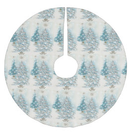 Falda Para El Árbol De Navidad De Poliéster Plata y Azul Mid Century Árboles modernos de Navid