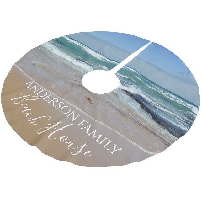 Falda Para El Árbol De Navidad De Poliéster Playa del Océano (Angular)