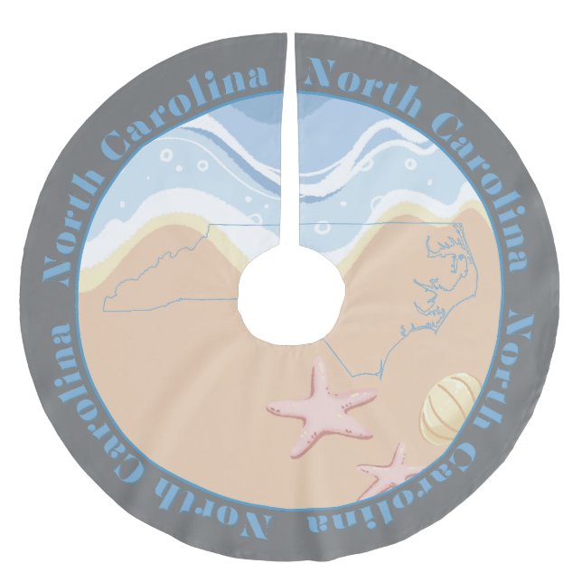 Falda Para El Árbol De Navidad De Poliéster Playas de Carolina del Norte (Anverso)