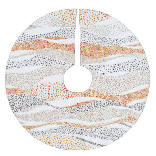Falda Para El Árbol De Navidad De Poliéster Pointillism Wavy Polka: Textil de Doodle lindo
