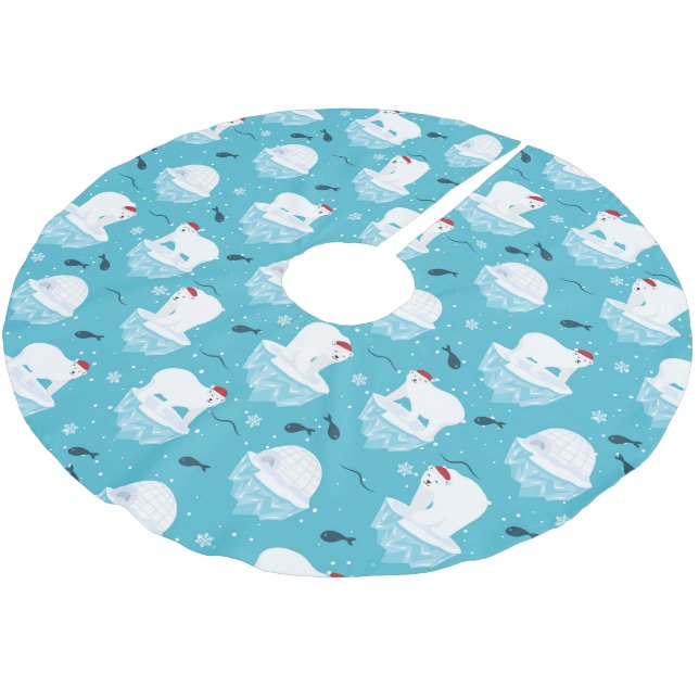 Falda Para El Árbol De Navidad De Poliéster Polar Bear Party (Angular)