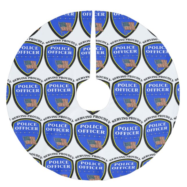 Falda Para El Árbol De Navidad De Poliéster Policía (Anverso)