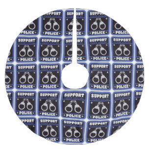 Falda Para El Árbol De Navidad De Poliéster Policía local de la ayuda