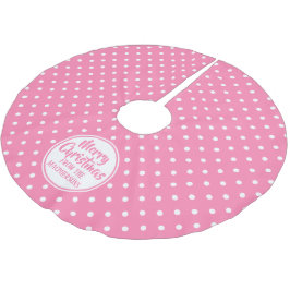 Falda Para El Árbol De Navidad De Poliéster Polka rosa hace falda de árbol de Navidad