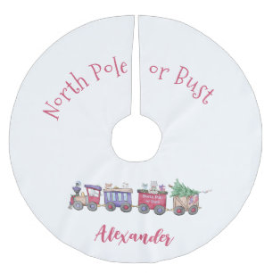 Falda Para El Árbol De Navidad De Poliéster Polo Norte o Bust Animales personalizados de cola