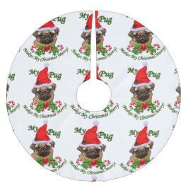 Falda Para El Árbol De Navidad De Poliéster Pug Navidades Merry