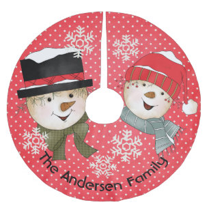 Falda Para El Árbol De Navidad De Poliéster Puntos blancos sobre la falda del árbol de vacacio