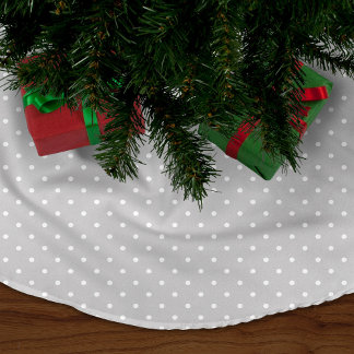 Falda Para El Árbol De Navidad De Poliéster Puntos de polka gris cúte