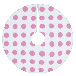 Falda Para El Árbol De Navidad De Poliéster Puntos de Polka Vintage Color Blanco Rosa Retro Cl