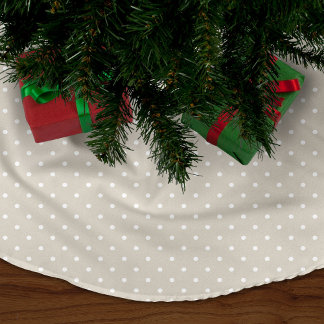 Falda Para El Árbol De Navidad De Poliéster Puntos Linen Beige Cute Polka