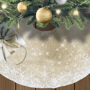 Falda Para El Árbol De Navidad De Poliéster Purpurina de copo de nieve e ID de oro brillante67