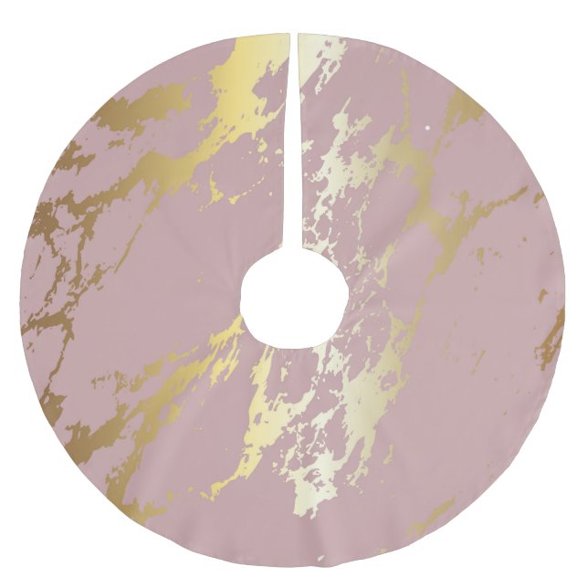 Falda Para El Árbol De Navidad De Poliéster Purpurina rosa y dorado (Anverso)