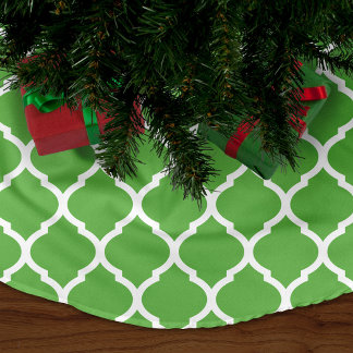 Falda Para El Árbol De Navidad De Poliéster Quatrefoil marroquí verde