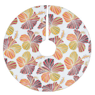 Falda Para El Árbol De Navidad De Poliéster Radiancia Hawaiana: Elegancia de planta tropical.