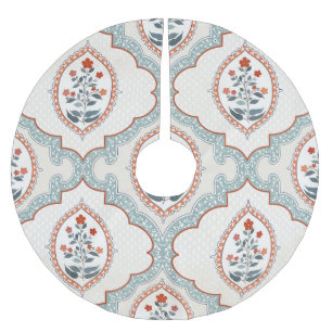 Falda Para El Árbol De Navidad De Poliéster Ramas de flores antiguas, textiles indios.