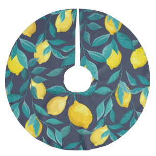 Falda Para El Árbol De Navidad De Poliéster Ramas de limón: azul decorativo sin foco