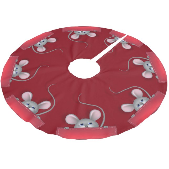 Falda Para El Árbol De Navidad De Poliéster Ratón en bolsillo (Angular)