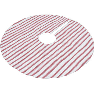 Falda Para El Árbol De Navidad De Poliéster Rayas Blancas Rojas