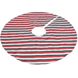 Falda Para El Árbol De Navidad De Poliéster Rayas Clásicas Rojo Blanco Negro
