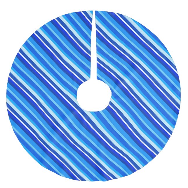 Falda Para El Árbol De Navidad De Poliéster Rayas de caramelo estratificadas - cobalto y azul  (Anverso)