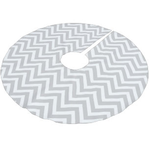 Falda Para El Árbol De Navidad De Poliéster Rayas de Chevron Gris