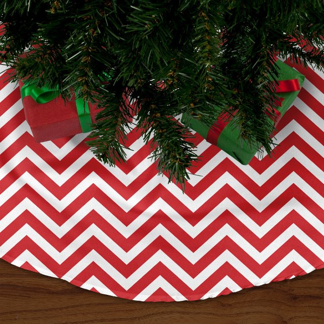Falda Para El Árbol De Navidad De Poliéster Rayas de Chevron Rojo (Subido por el creador)