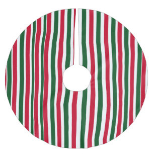 Falda Para El Árbol De Navidad De Poliéster Rayas de Navidades de canto rojo y verde
