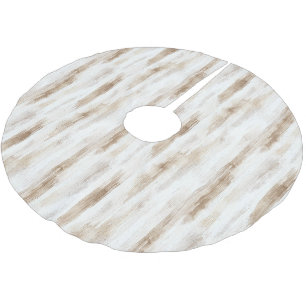 Falda Para El Árbol De Navidad De Poliéster Rayas marrones blancos crema de moda