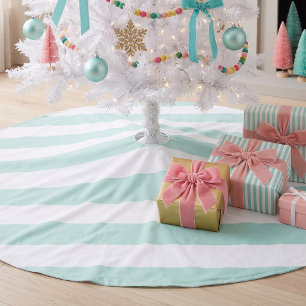 Falda Para El Árbol De Navidad De Poliéster Rayas Preppy de Menta