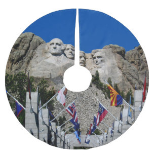 Falda Para El Árbol De Navidad De Poliéster Recuerdo de fotos del Personalizable Mount Rushmor