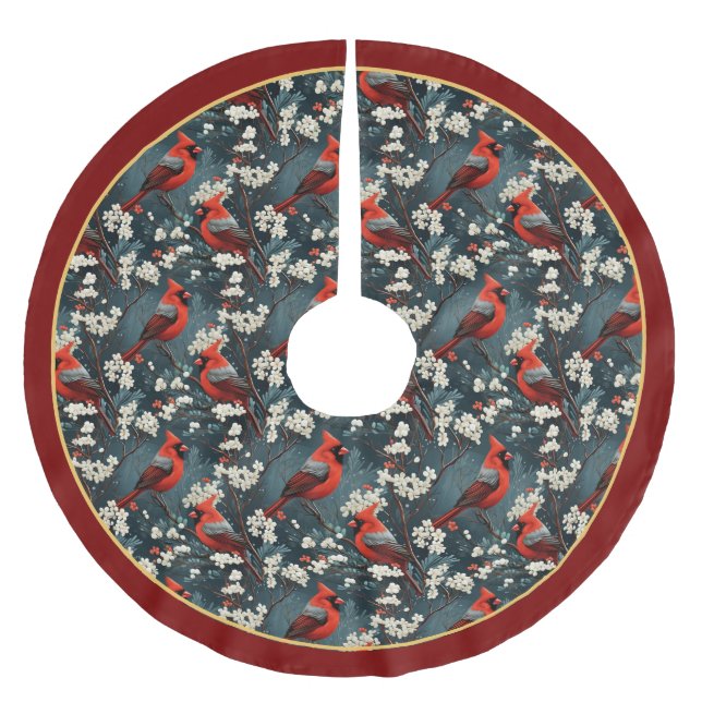 Falda Para El Árbol De Navidad De Poliéster Red Cardinals Christmas Tree Skirt (Anverso)