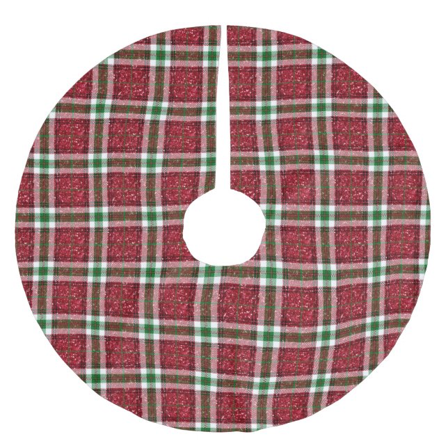 Falda Para El Árbol De Navidad De Poliéster Red Christmas Plaid (Anverso)