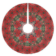 Red Floral Christmas Tree Skirt