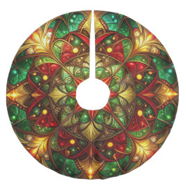 Falda Para El Árbol De Navidad De Poliéster Red Gold Green Decorative Tree Skirt