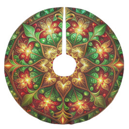 Falda Para El Árbol De Navidad De Poliéster Red Gold Green Decorative Tree Skirt