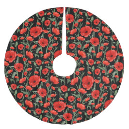 Falda Para El Árbol De Navidad De Poliéster Red Poppies