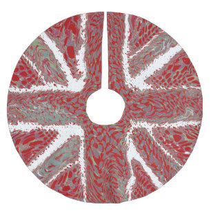 Falda Para El Árbol De Navidad De Poliéster Red Union Jack Liquid Art, Wild Animal Patterin