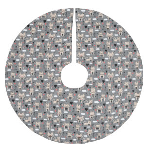 Falda Para El Árbol De Navidad De Poliéster Regalo de gato   Patrón De Gato Cuto Chileno