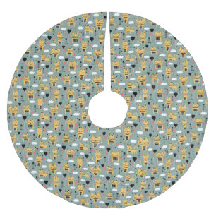 Falda Para El Árbol De Navidad De Poliéster Regalo de gato   Patrón De Gato Cuto Chileno