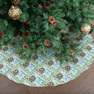 Falda Para El Árbol De Navidad De Poliéster Regalo de navidades Cat Green Funny