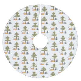 Falda Para El Árbol De Navidad De Poliéster Regalos de la familia navideña navideña de inviern