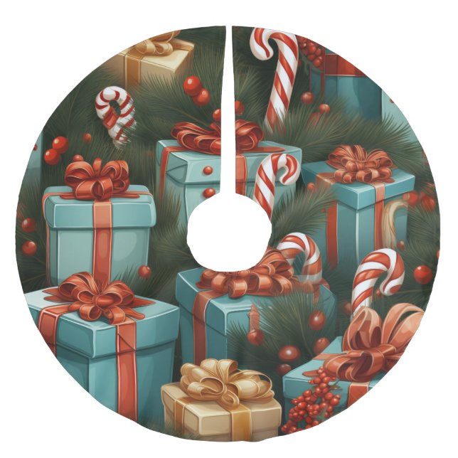 Falda Para El Árbol De Navidad De Poliéster Regalos de navidades (Anverso)