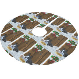 Falda Para El Árbol De Navidad De Poliéster Regalos de Navidades de Boston Terrier
