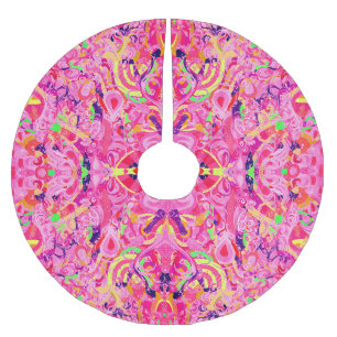 Falda Para El Árbol De Navidad De Poliéster Remolinos abstractos de pintura colorida linda