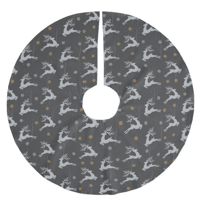 Falda Para El Árbol De Navidad De Poliéster Reno (Anverso)
