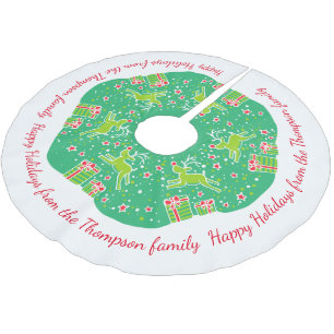 Falda Para El Árbol De Navidad De Poliéster Reno del navidad prancing sobre la falda del árbol