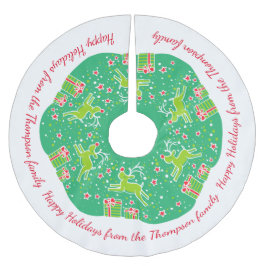 Falda Para El Árbol De Navidad De Poliéster Reno del navidad prancing sobre la falda del árbol