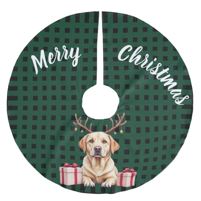 Falda Para El Árbol De Navidad De Poliéster Reno Labrador (Anverso)