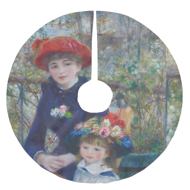 Falda Para El Árbol De Navidad De Poliéster Renoir Dos Hermanas Terraza Impresionismo Francés (Anverso)
