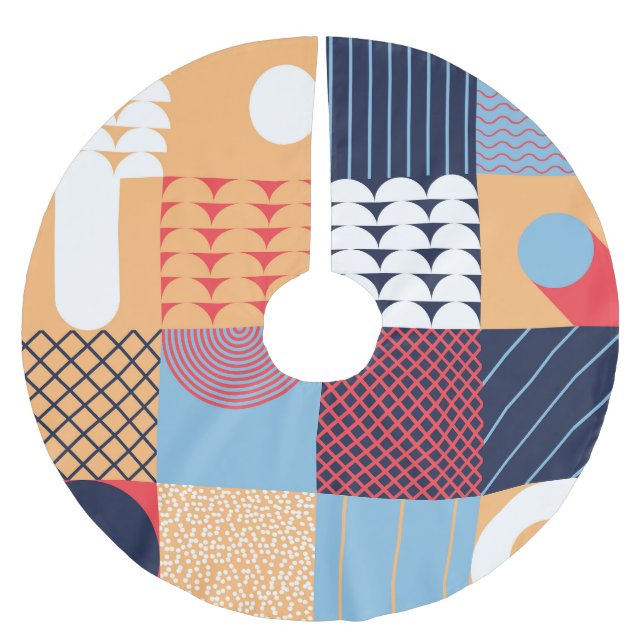 Falda Para El Árbol De Navidad De Poliéster Resumen de arte cuadrado: diseño geométrico. (Anverso)